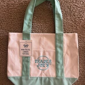 Mint Green and Cream Canvas Tote Bag